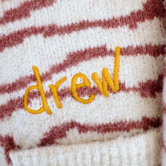 NWT Drew House Sketch Mascot Squiggle Oversized Cardigan in ivory/mauve, Size XS - Picture 9 of 14
